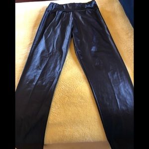 Black faux leather leggings